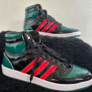 Men’s Adidas Green & Red High Top Sneakers Size 10.5